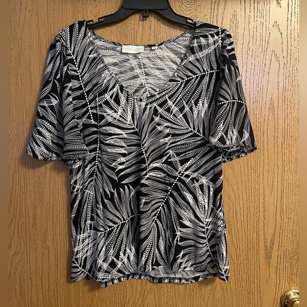 Sunny Leigh Black and White Graphic Blouse